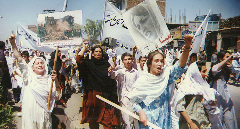 RAWA protest rally against Taliban in Peshawar April 28 1998