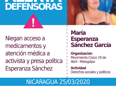 NICARAGUA: “El caso de María Esperanza es parte de un proceso creciente de criminalización de la protesta social”